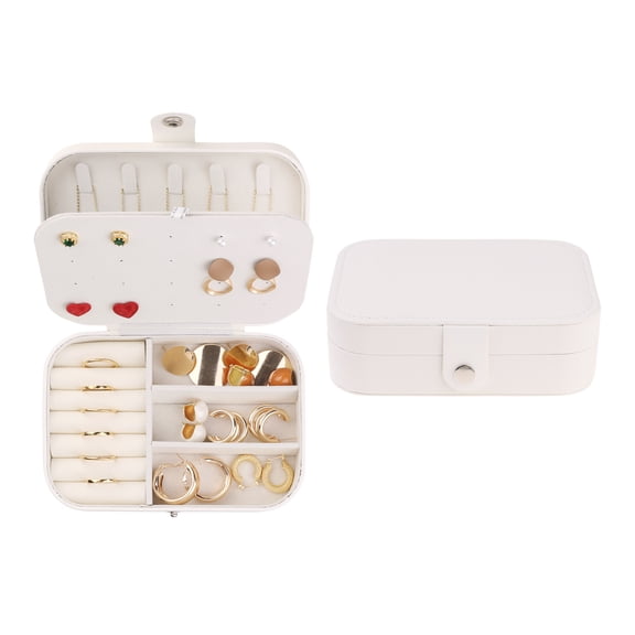 REGALWOVEN Travel Accessory Box, Small PU Leather Accessory Organizer Case Storage Display Holder for Women Gifts White