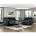 thumbnail image 2 of Lexicon Hancock Leather Power Double Reclining Love Seat in Black, 2 of 7