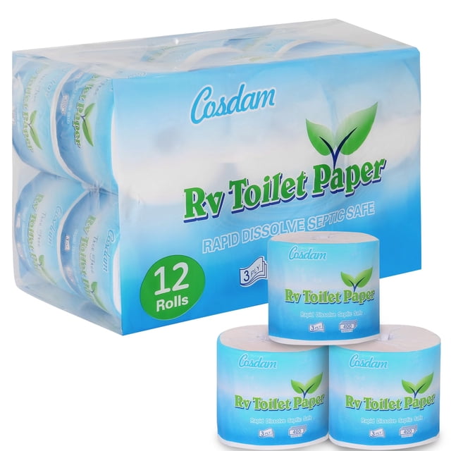 Papel higiénico RV Cosdam, 3 capas, 400 hojas, 12 rollos