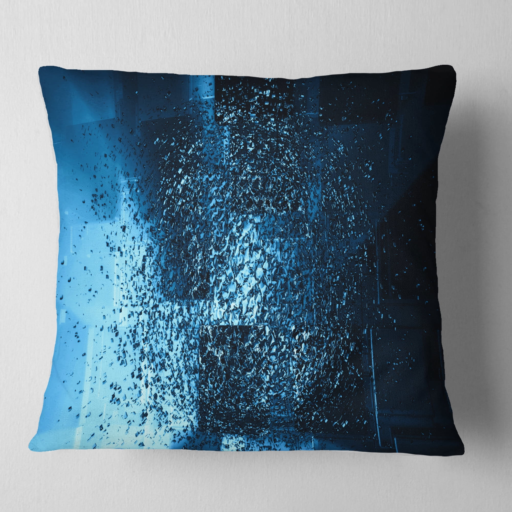 Designart Fractal 3D Blue Paint Splash - Contemporary Throw Pillow - 16x16