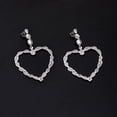 thumbnail image 2 of Mooneye 3.00 Ctw Natural Diamond Polki Open Heart Dangles 925 Sterling Silver Women Wedding Earrings, 2 of 4