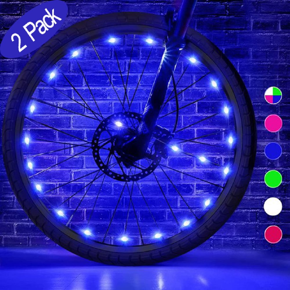 2-Tire Pack LED Bike Wheel Lights Ultra Bright Waterproof Bicycle Spoke Lights Cycling Decoration Safety Warning Tire Strip Light for Kids Adults 