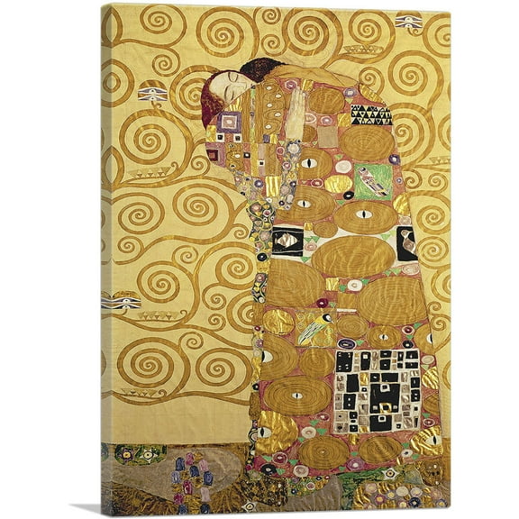 ARTCANVAS The Embrace 1905 Canvas Art Print by Gustav Klimt - Size: 26" x 18" (0.75" Deep)