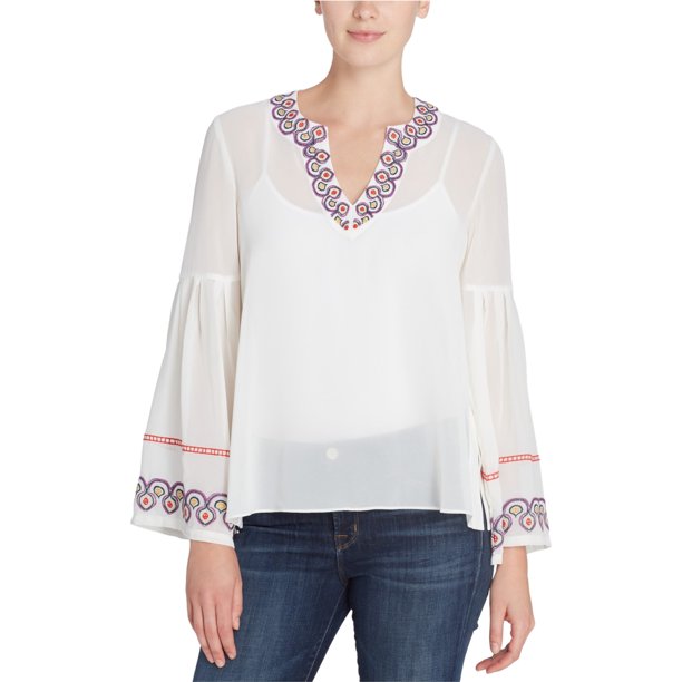 Blusa campesina bordada Catherine Malandrino para mujer blanca extragrande