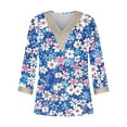 thumbnail image 5 of Levmjia Summer Womens Plus Size Tops Short Sleeve Fashion Women's V-Neck 3/4 Sleeve Lace Splicing Floral Print Casual T- Shirt Blouse Tops, 5 of 5