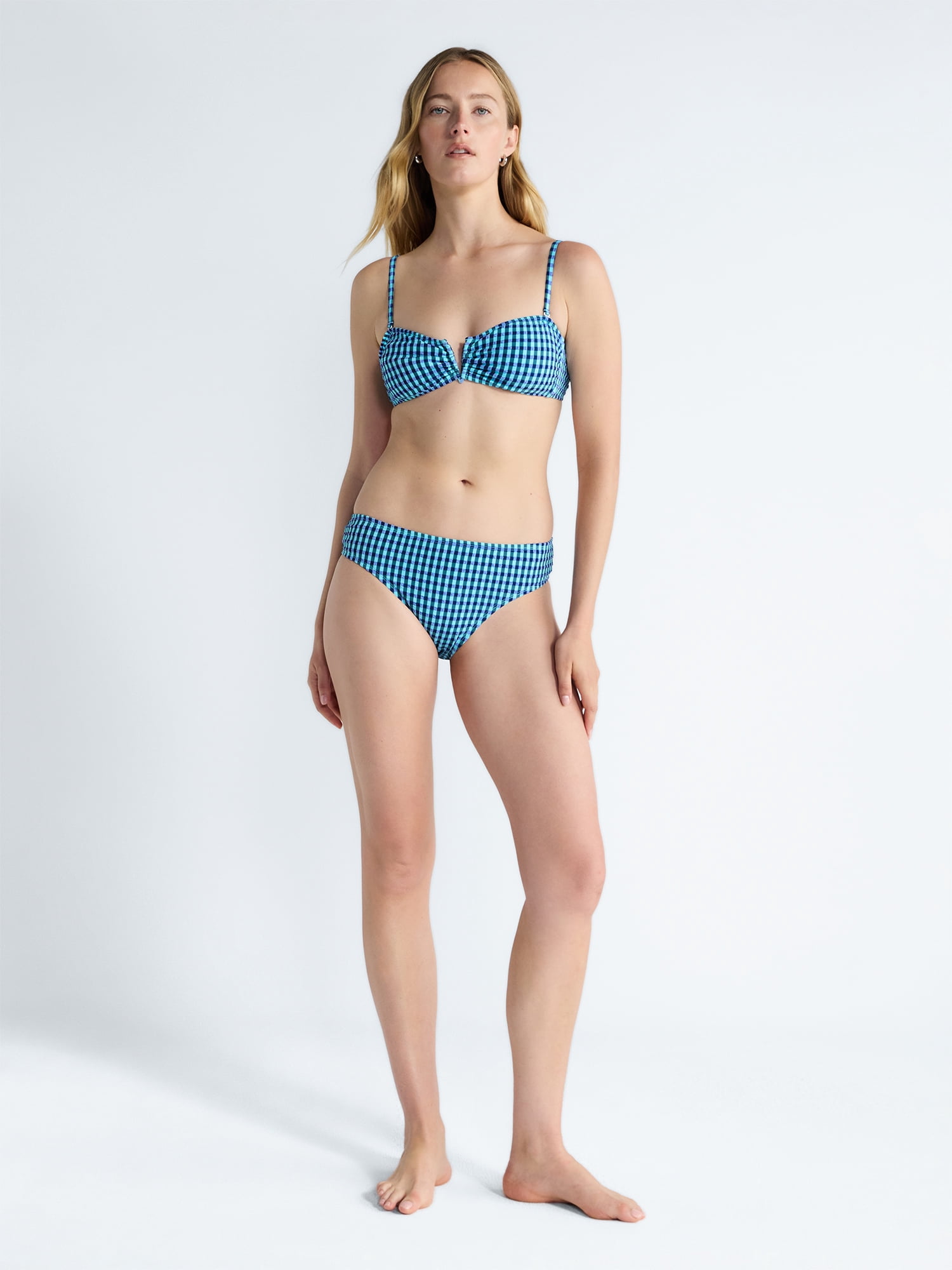 Free Assembly Women's and Women's Plus Mid Rise Seersucker Bikini Bottoms, Sizes XS-3X