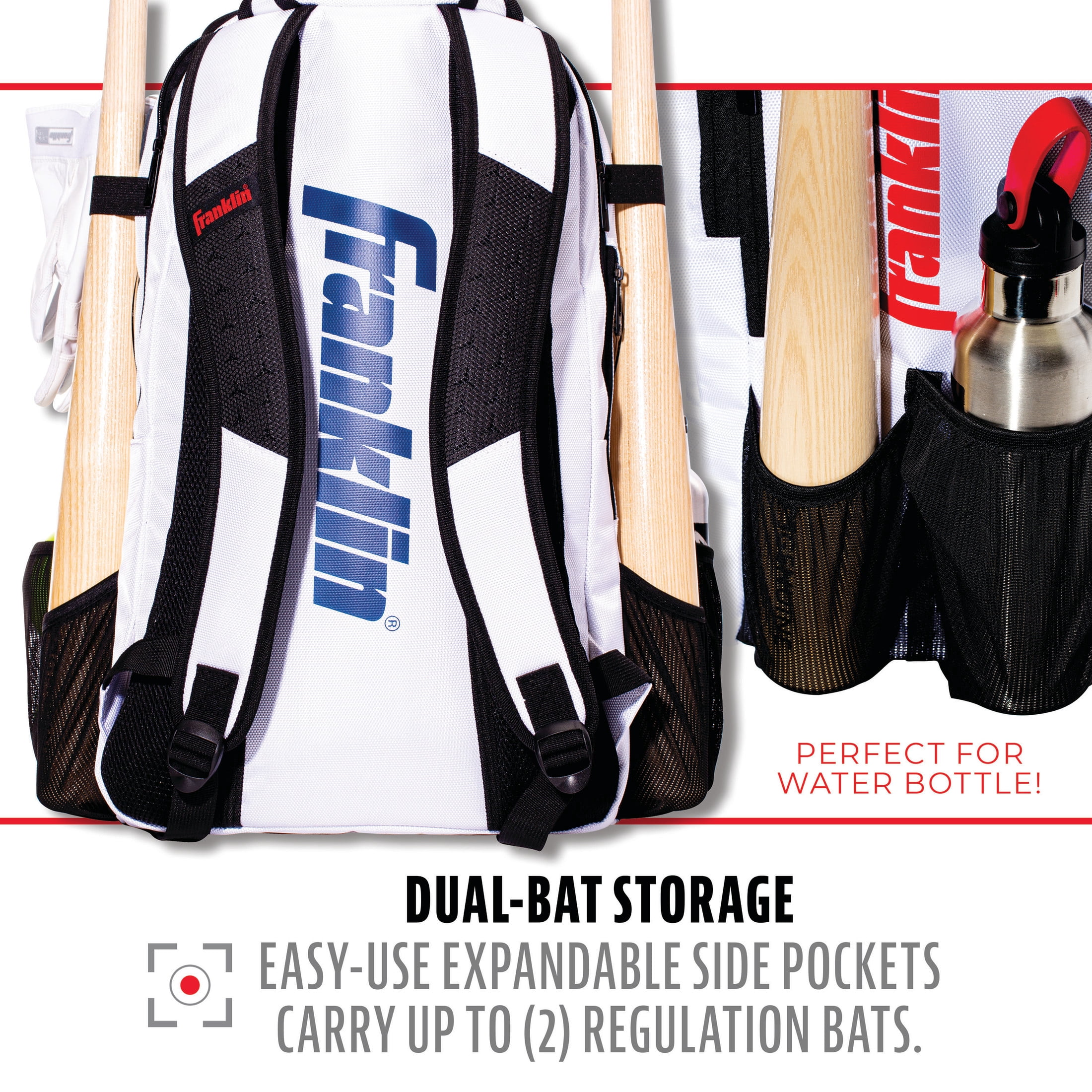 Franklin Sports USA Traveler Elite Fastpitch Softball Bat Backpack, White