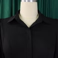 thumbnail image 6 of AURA Women’s Shirt Dress Turn Down Collar Puff Sleeve Long Sleeve Solid Color S XXXL, 6 of 7