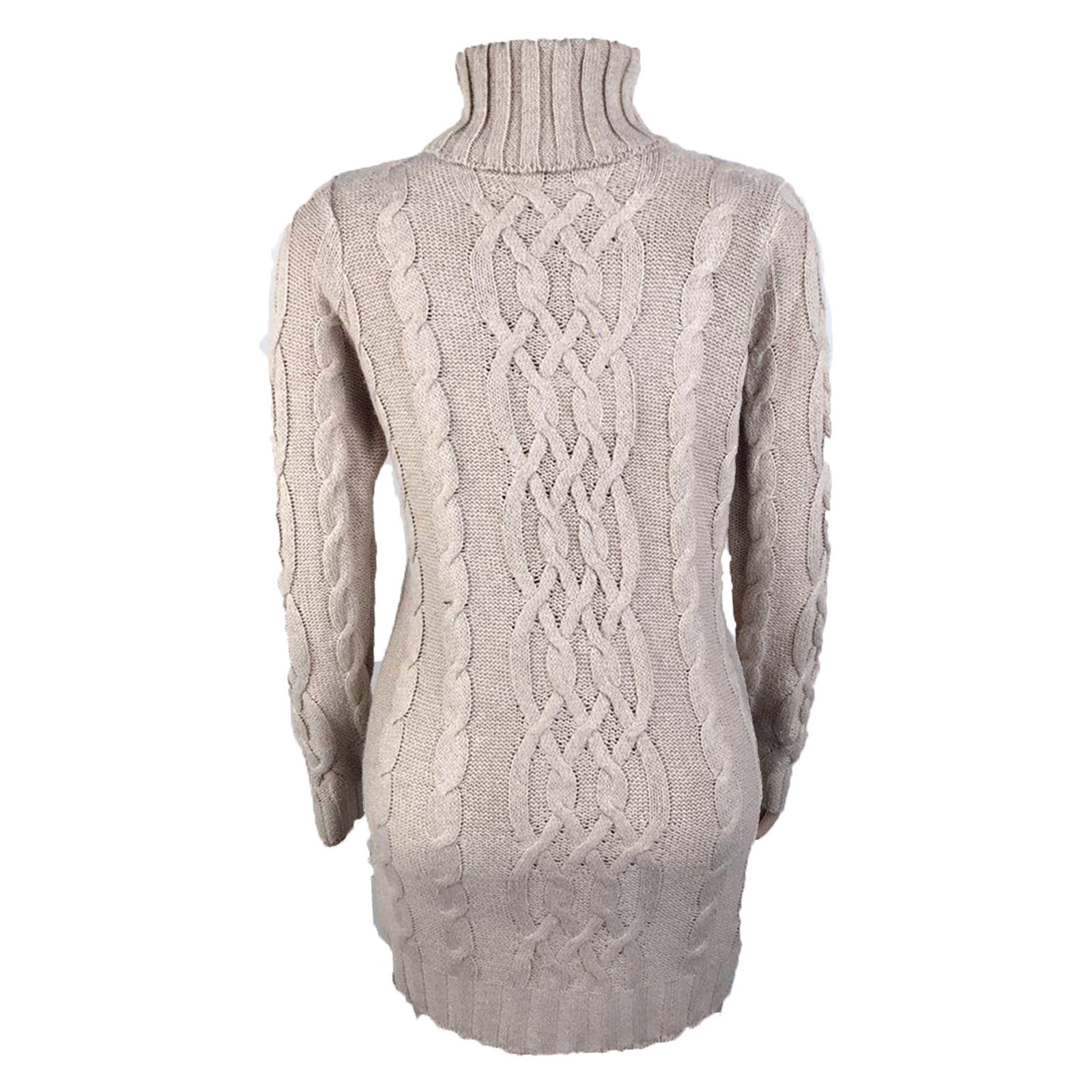 Sweater for Women Cable Knitted Long Sleeve Turtleneck Knitted Mini Dress Casual Slim Cozy Sweaters