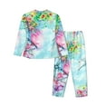 thumbnail image 2 of Junzan Dragonfly Floral Print Womens Pajama Sets,Long Sleeve Button Down For Women Pjs 2 Piece, 2 of 9