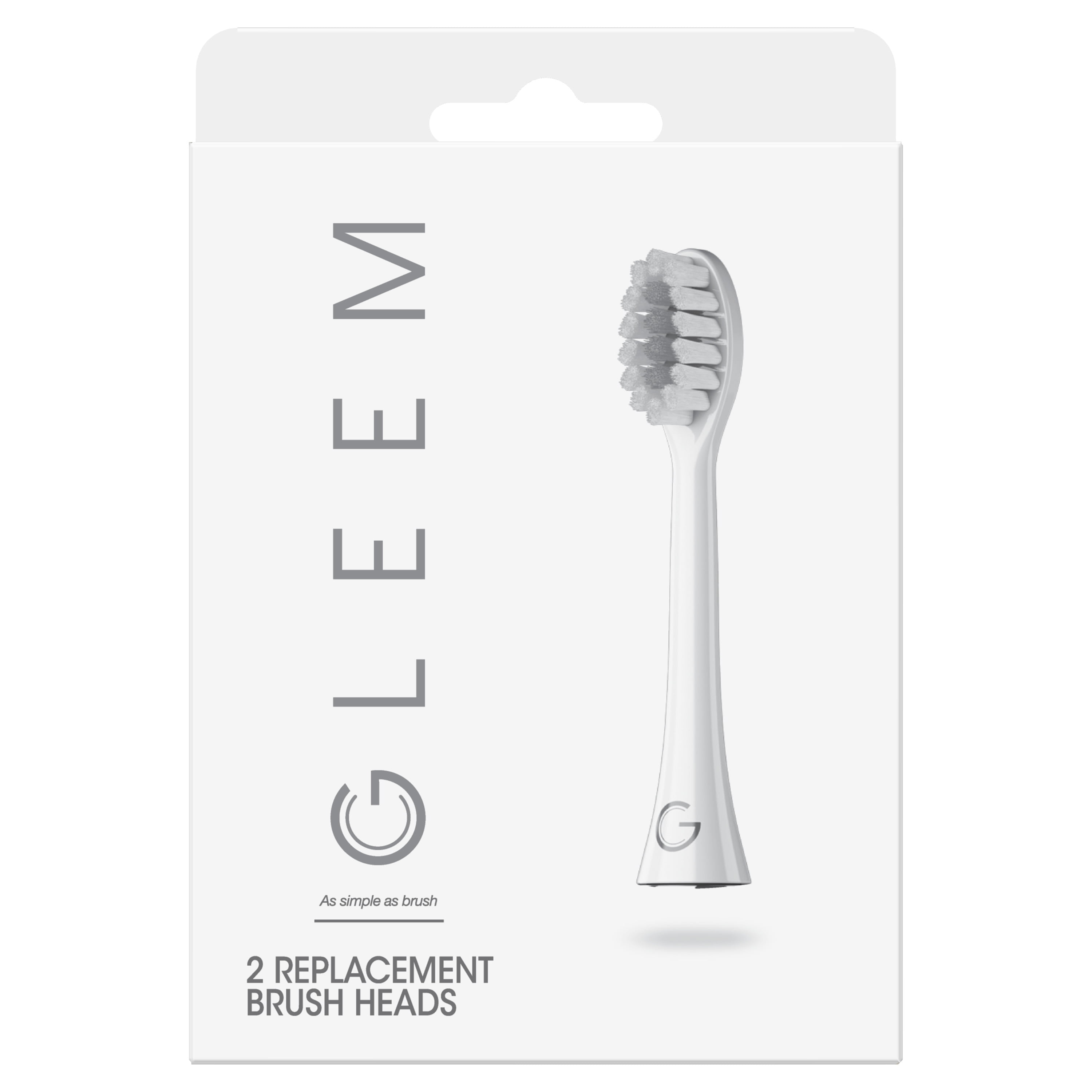 GLEEM Toothbrush Refill Head, 2 count, White