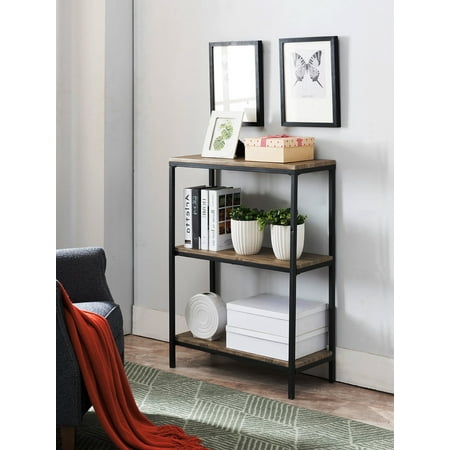 Kinley Gray Wood Black Metal Frame Style 3 Tier Shelf Kinley Gray Wood Black Metal Frame Style 3 Tier Shelf Storage Bookcase Home Office Organizer Display Unit Com