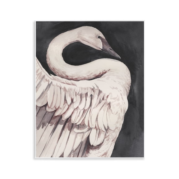 Stupell Industries Swan Portrait on Grey Animals Painting Unframed Art Print Wall Art, 11 x 14