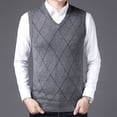 thumbnail image 3 of Chaleco de lana para hombre, jersey de cuello en V de mediana edad, chaleco de punto, chaleco de lana para personas de mediana edad y mayores, 3 of 5