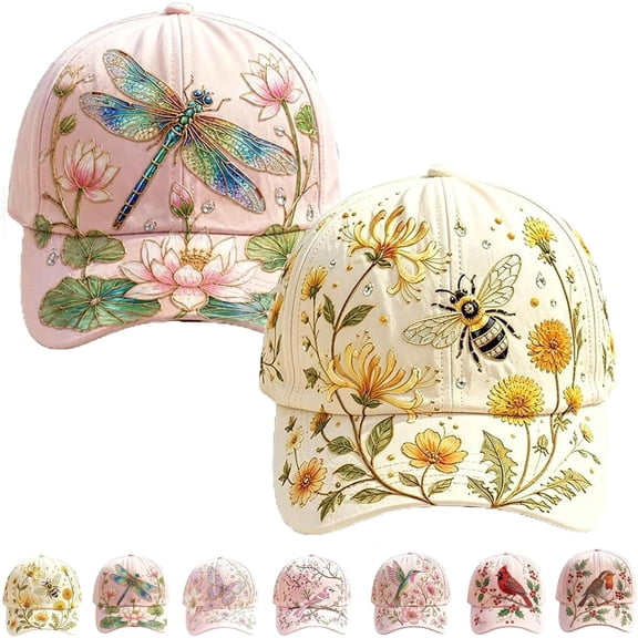 2026 Limited Edition Garden Morning Cap Bee and Bloom Hat Botanical Cottagecore Baseball Hat for Women Adjustable Breathable