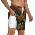 thumbnail image 2 of Kdxio Vintage Butterfly Green Print Men'S Swim Trunks With Compression Liner 7 Inch Inseam Quick Dry Swim Shorts, 2 of 7