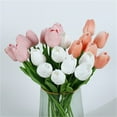 thumbnail image 6 of LYCAQL 20Pcs Tulips Tulip Real Touch Vase Artificial Flowers for Home Decoration Floral Arrangement White, 6 of 8