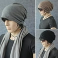 thumbnail image 2 of opvise Women Men Fashion Winter Warm Crochet Knit Scarf Hip-Hop Cap Beanie Hat Light Coffee, 2 of 7