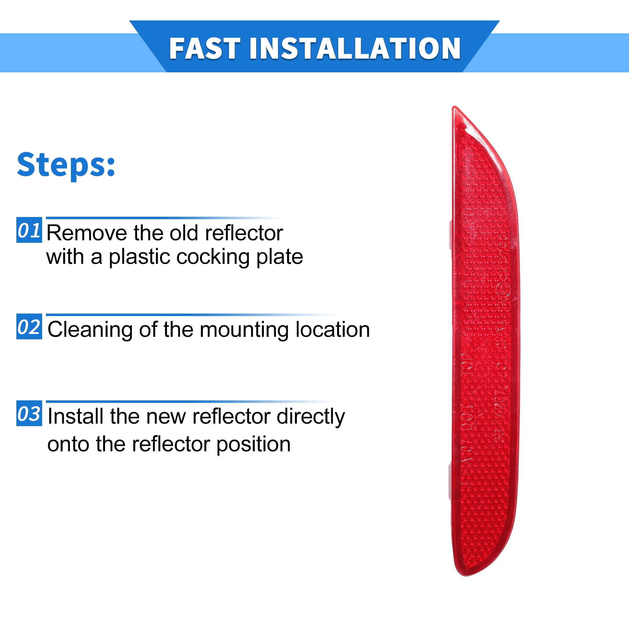 Unique Bargains for Nissan Rogue 2014-2022 Rear Left Bumper Reflector, Plastic Red