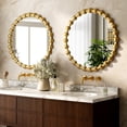 thumbnail image 2 of BEAUTYPEAK 24" Round Vintage Bathroom Mirror Decorative Wall Mirror with Luxurious Beaded Frame, Gold, 2 of 6