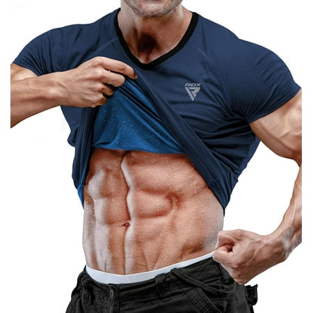 RDX Men's Sauna Shirt Heat Trapping Sweat Suit - REACH OEKO TEX 100 Certified T-Shirt - Gym Workout Fitness Tank Top Trimmer