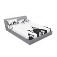 thumbnail image 3 of Ambesonne Black White Fitted Sheet & Pillow Sham Set, 3 Kittens, Twin, Black and White, 3 of 3
