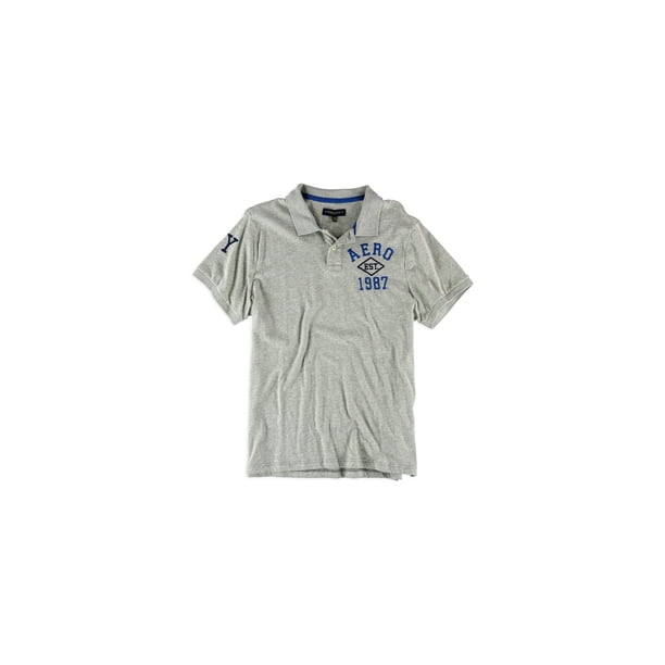 Aeropostale Hombres Est. Polo de rugby de 1987, gris, mediano Aeropostale polo, rugbi