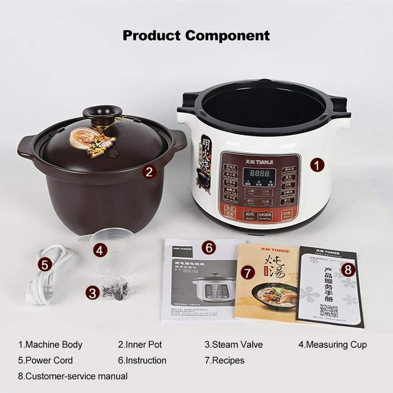 Tianji Electric Stew Pot,1 Quart Crock Pot Slow Cookers,ceramic Soup  Porridge Cooker With Lid,white - Electric Stewpot - AliExpress