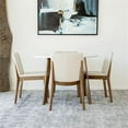 thumbnail image 3 of Clark 5-Piece Mid-Century Modern Dining Set with 4 Fabric Dining Chairs in Beige, 3 of 5
