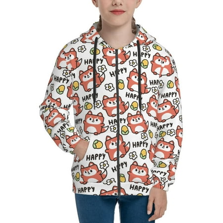 

Hoodies for Teen Girls Boys Happy Foxy Faces Long Sleeve Youth Kids Essentials Zip Up Hoodie Lghtweight Fashion Hoodies & Sweatshirts Jacket Fall Winter Outfits Tops