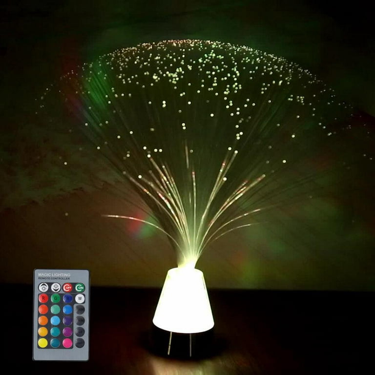 F Fityle Fiber Optic Lamp Color Changing Crystal Base With Remote Usb Battery Powered Centerpiece Sensory Light Control Size