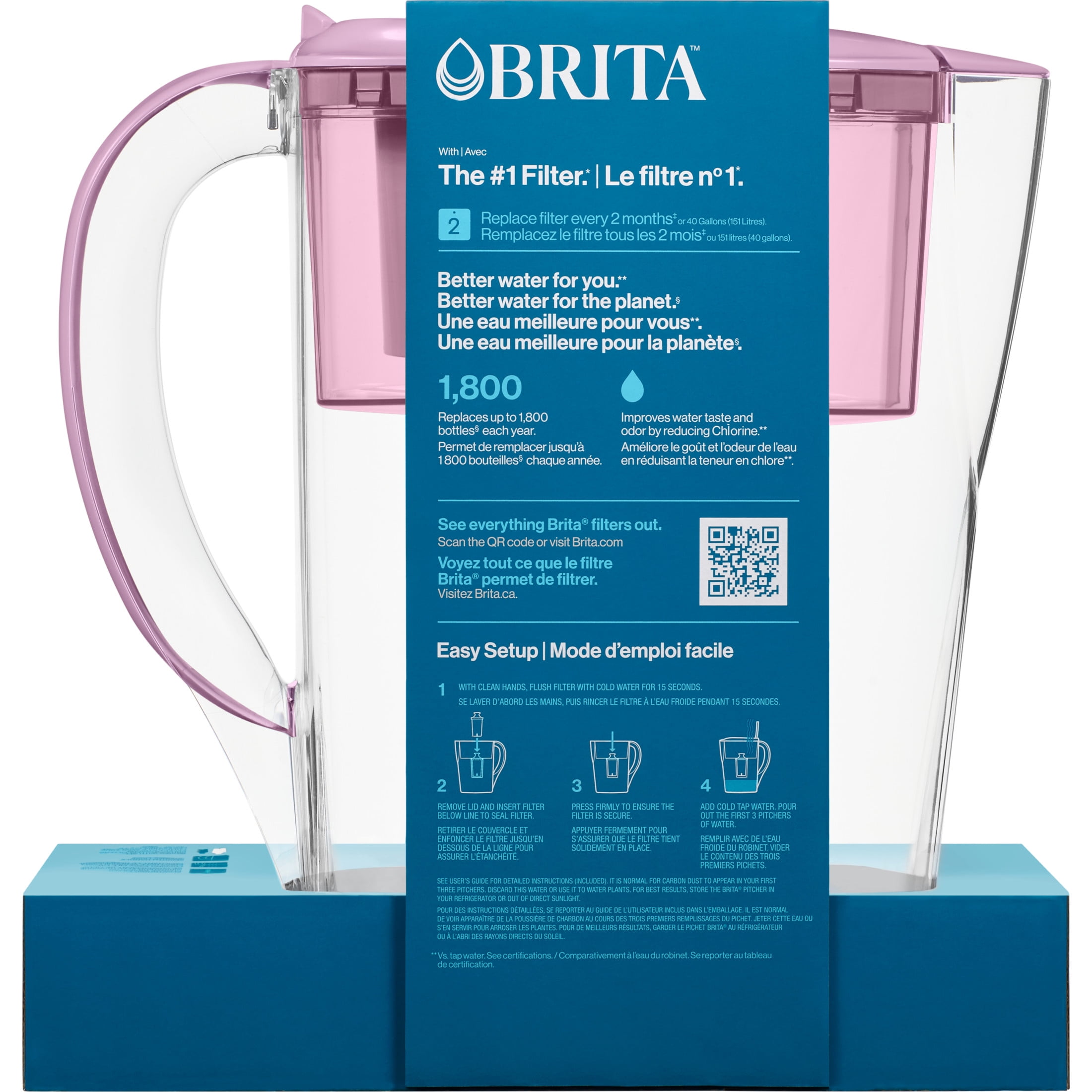 Brita Small 6 Cup Purple Denali Water Filter Pitcher with 1 Brita Standard Filter