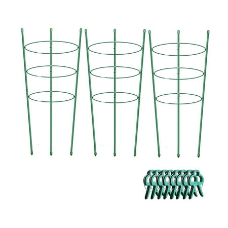 20 Plant Support Cages for Climbing Plant Flower Tomato Cage with Stand Stakes and Stable Support Rings 3 Pcs with 12 Clips 20 Plant Support Cages for Climbing Plant Flower Tomato Cage with Stand Stakes and Stable Support Rings 3 Pcs with 12 Clips