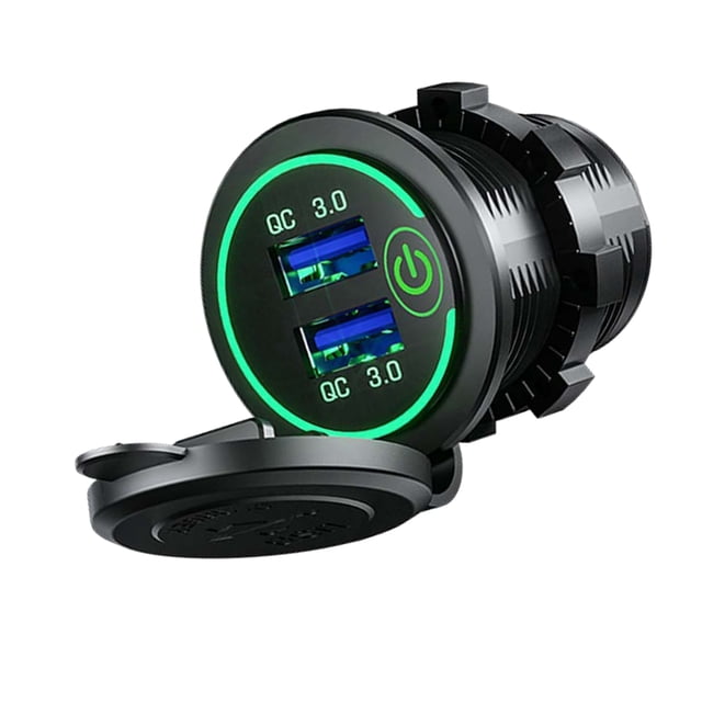 Car Phone USB Multi Port QC3.0 Fast Charging Cigar Lighter Adapter for RV Ships Motorcycles