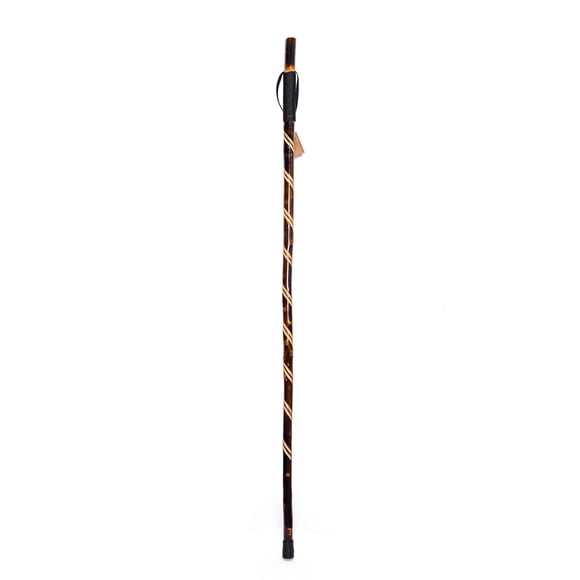 Bastón de madera FOREST PILOT de doble listón y estilo retorcido (color marrón oscuro, 140 cm, 1 unidad)