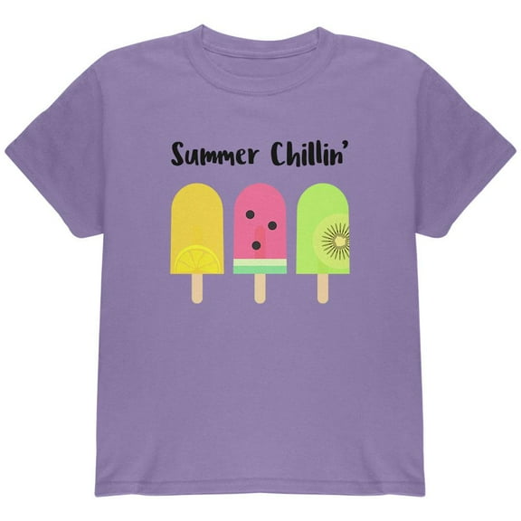 Summer Sun Ice Pop Summer Chillin Youth T Shirt Violet YXL