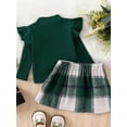 thumbnail image 4 of Suealasg Toddler Girl Fall Outfits 1T 2T 3T 4T 5T Long Sleeve Ribbed Tops High Waist A-Line Skirt 2Pcs Little Girl Winter Clothes, 4 of 7