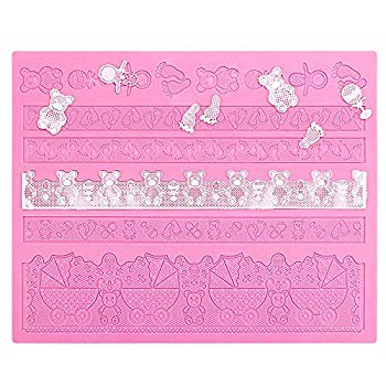 Silicone Lace Mats For Cakes Lace Silicone Mold Adorable Fondant Cake Decorating Tools Lace Decoration Mat Bear Foot Print Pattern Molds Sugar Craft Tools Pink Walmart Com Walmart Com