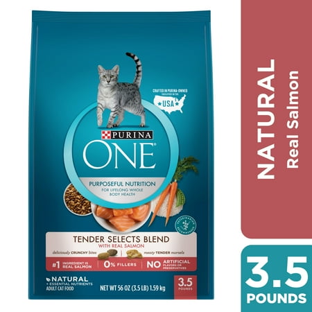 Purina ONE Natural Dry Cat Food, Tender Selects Blend With Real Salmon - 3.5 lb. Bag