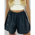 thumbnail image 6 of Baby Sweetie Women's Summer Casual Plaid Shorts Elastic Band Wide Leg Beach Streetwear Shorts, 6 of 8