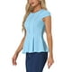 thumbnail image 4 of INSPIRAR CHIC Blusas de Peplum para Mujeres con Mangas Cortas y Cuello Redondo Color Sólido 3XL Azul Claro, 4 of 6
