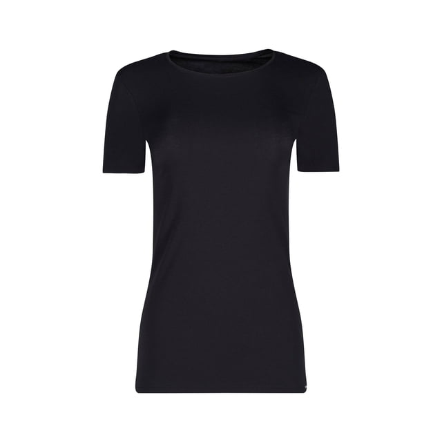 SKINY Ladies Shirt - Camiseta, Algodón. Cuello Redondo, Manga Corta, color liso Negro 36