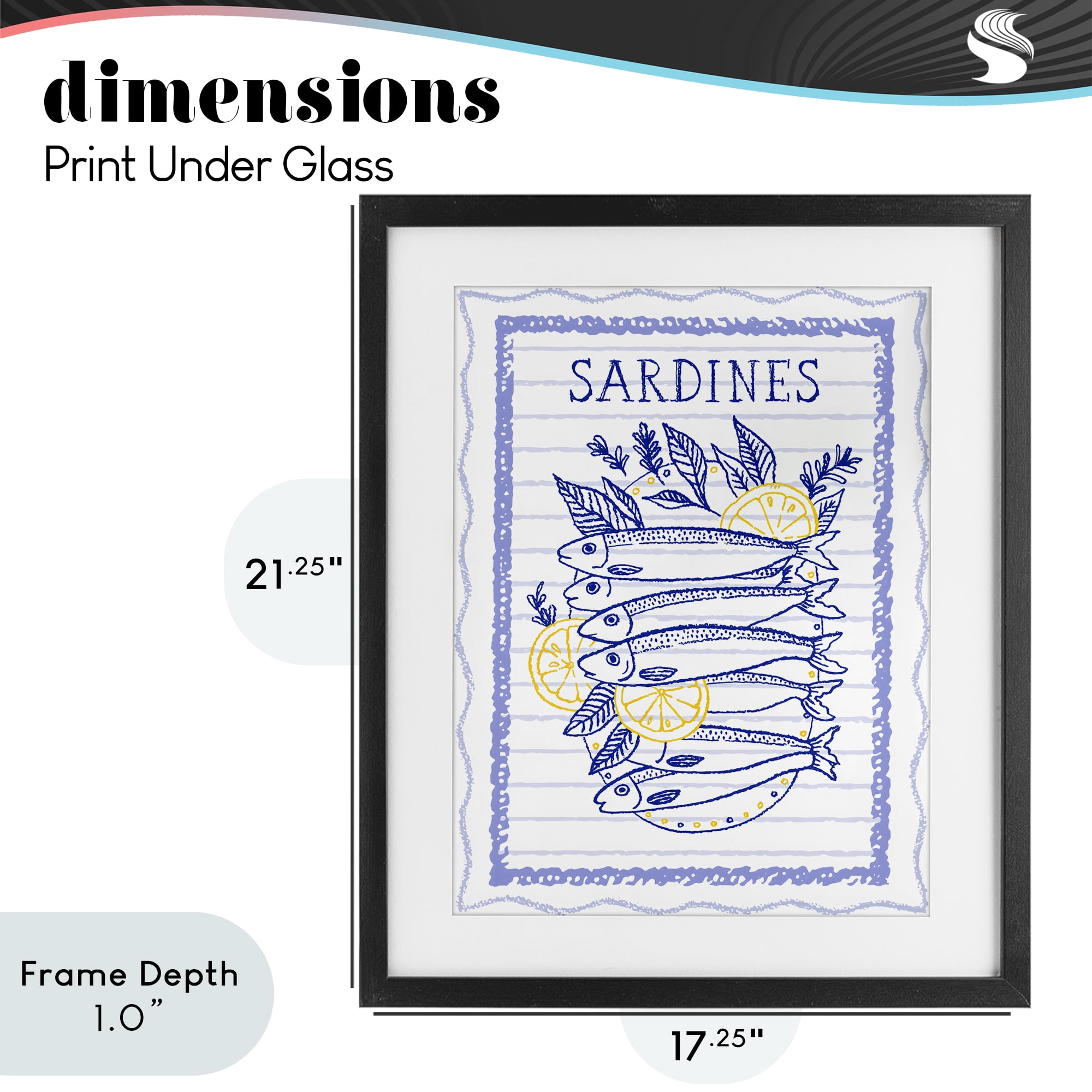 Stupell Industries Sardines Pile with Lemons Black Framed Print Under Glass, design by Creative Studio