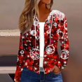 thumbnail image 2 of Women's Fashion Christmas Print Casual Zip-Up Long-Sleeve Hooded Jacket, for Outdoor Activities and Daily Use,Multicolor,S, 2 of 6