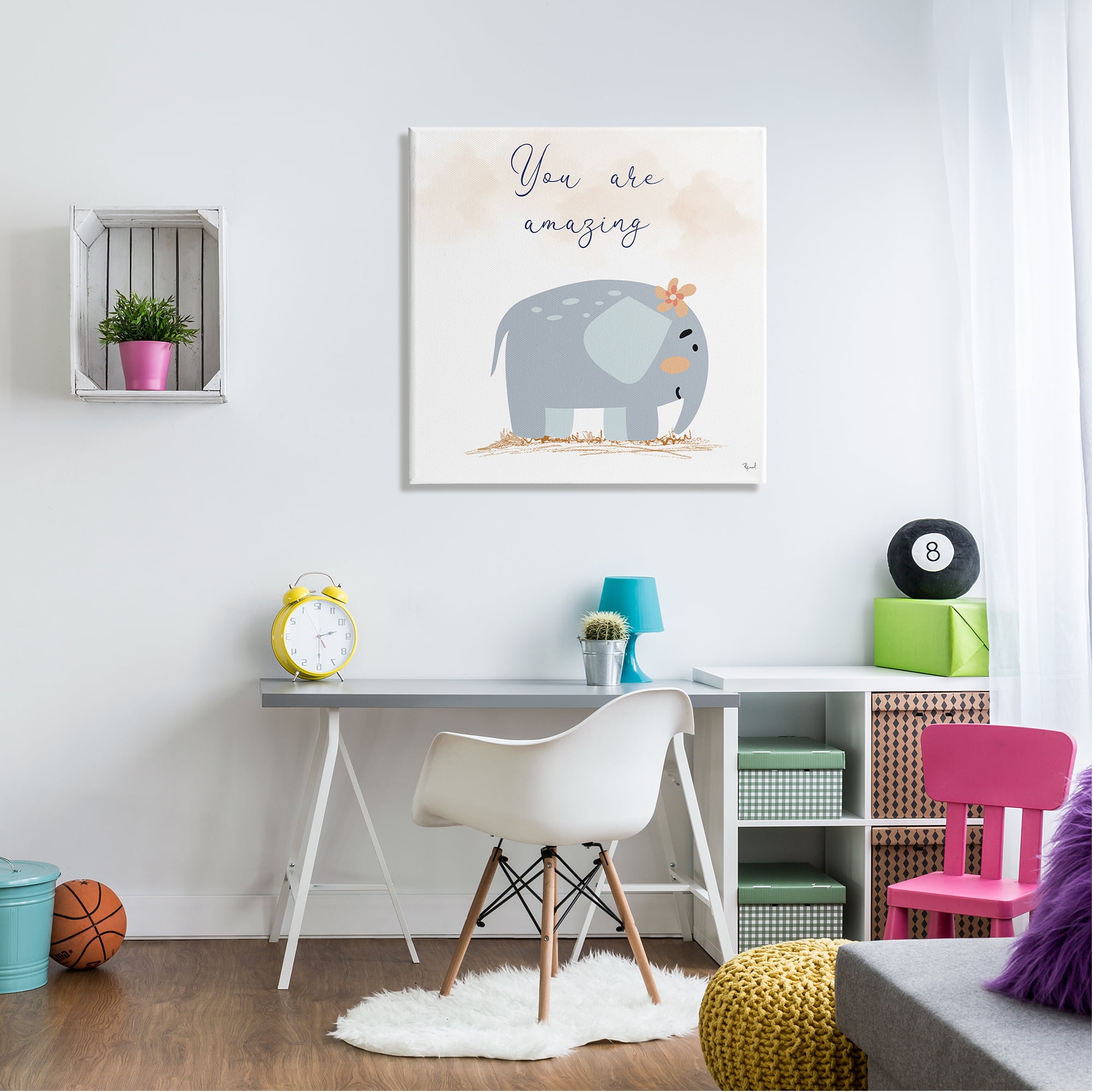 Stupell Industries You Are Amazing Elephant Animals & Insects Painting Gallery Wrapped Canvas Art Print Wall Art, 30 x 30