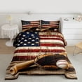 thumbnail image 2 of Castle Fairy Baseball Print Twin Comforter Sets,Vintage USA Flag Bedding Set, 2 of 8