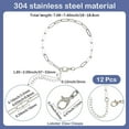thumbnail image 2 of 1 caja de 12 pulseras de eslabones de cadena de plata con clip de papel, pulsera de cadena de acero inoxidable 304 con extensión de plata y cierre de pinza de langosta., 2 of 7