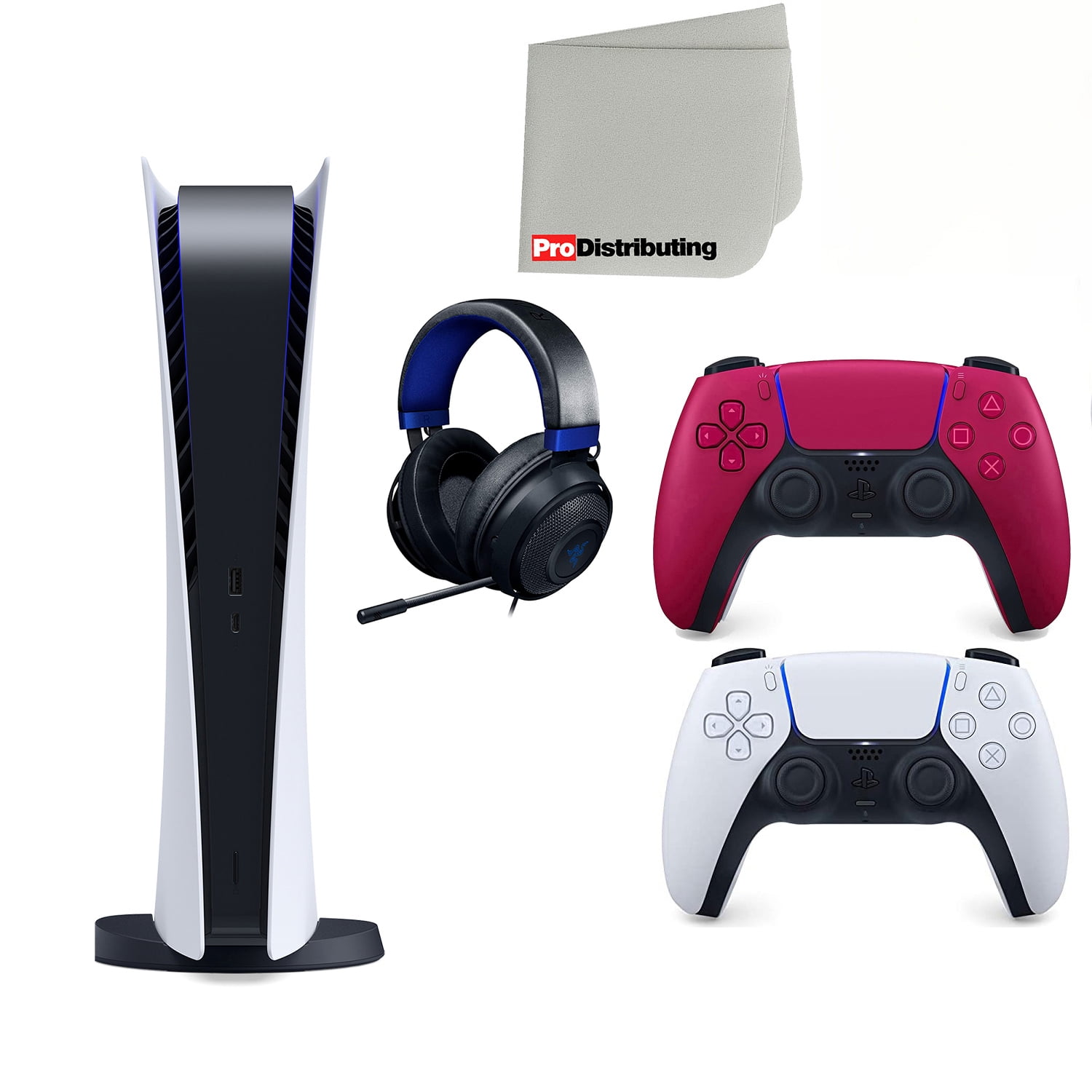 Discrimineren stap verfrommeld Sony Playstation 5 Digital Version (Sony PS5 Digital) with Cosmic Red Extra  Controller, Razer Kraken Gaming Headset and Microfiber Cleaning Cloth  Bundle - Walmart.com