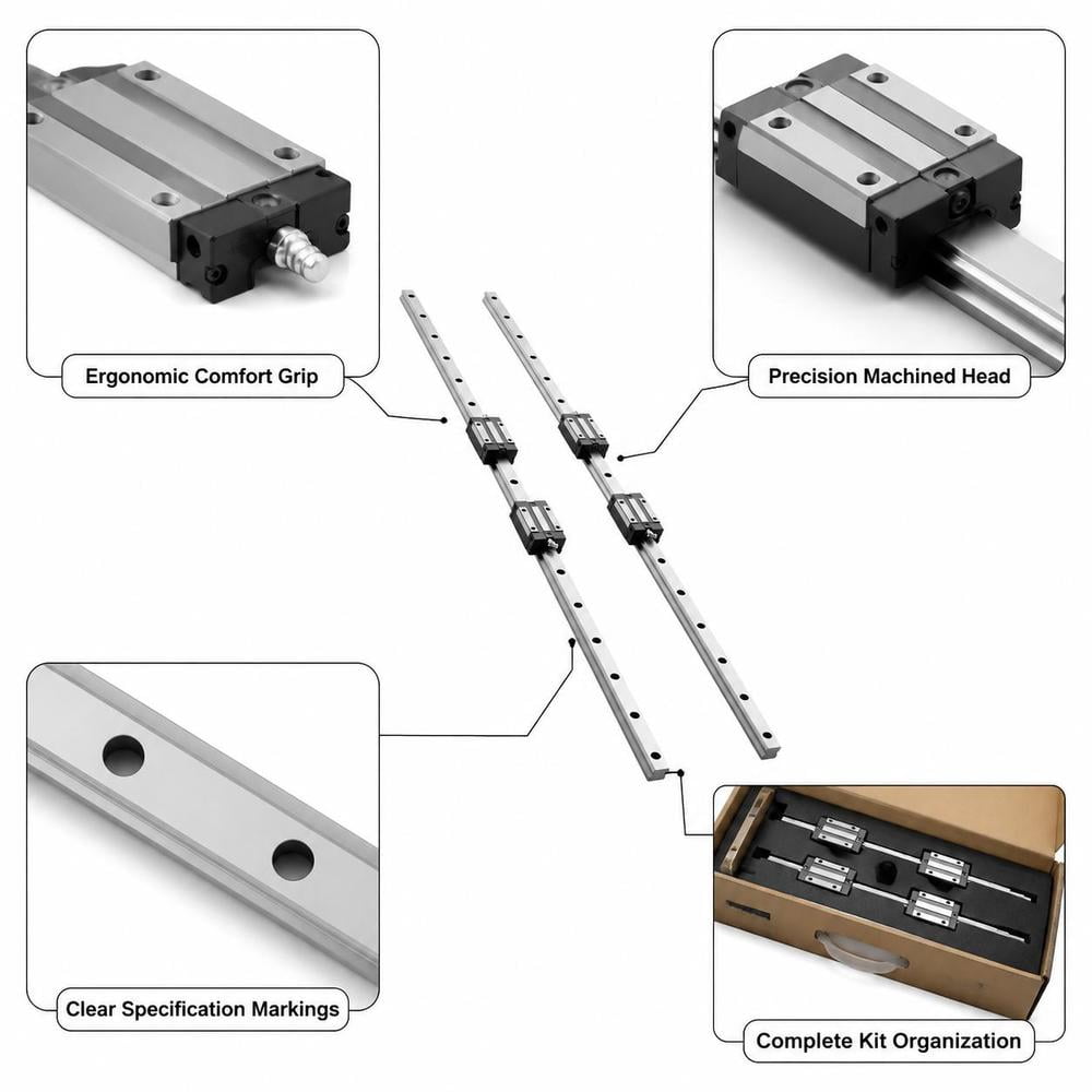 Linear Rail Guide Kit Hgr20 2 Pcs 1000 Mm Rails 4 Pcs Slide Blocks for ...