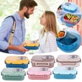 thumbnail image 5 of XMMSWDLA Divided Bento Lunch Box with 3 Compartments, Portable Thermal Lunch Container for Kid Adult To School Work, Stainless Steel Insulated Food Container with Bag & Sauce Box(Yellow), 5 of 5